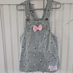 Disney Minnie Mouse Green Denim Jumper Overall Skirt 3t